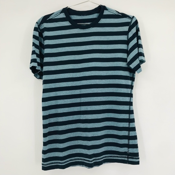Lululemon Men's Crewneck Short Sleeve Tee Striped Blue Size Small - Picture 1 of 4
